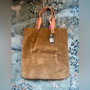 Brown Suede Leather Tote Bag Satorisan